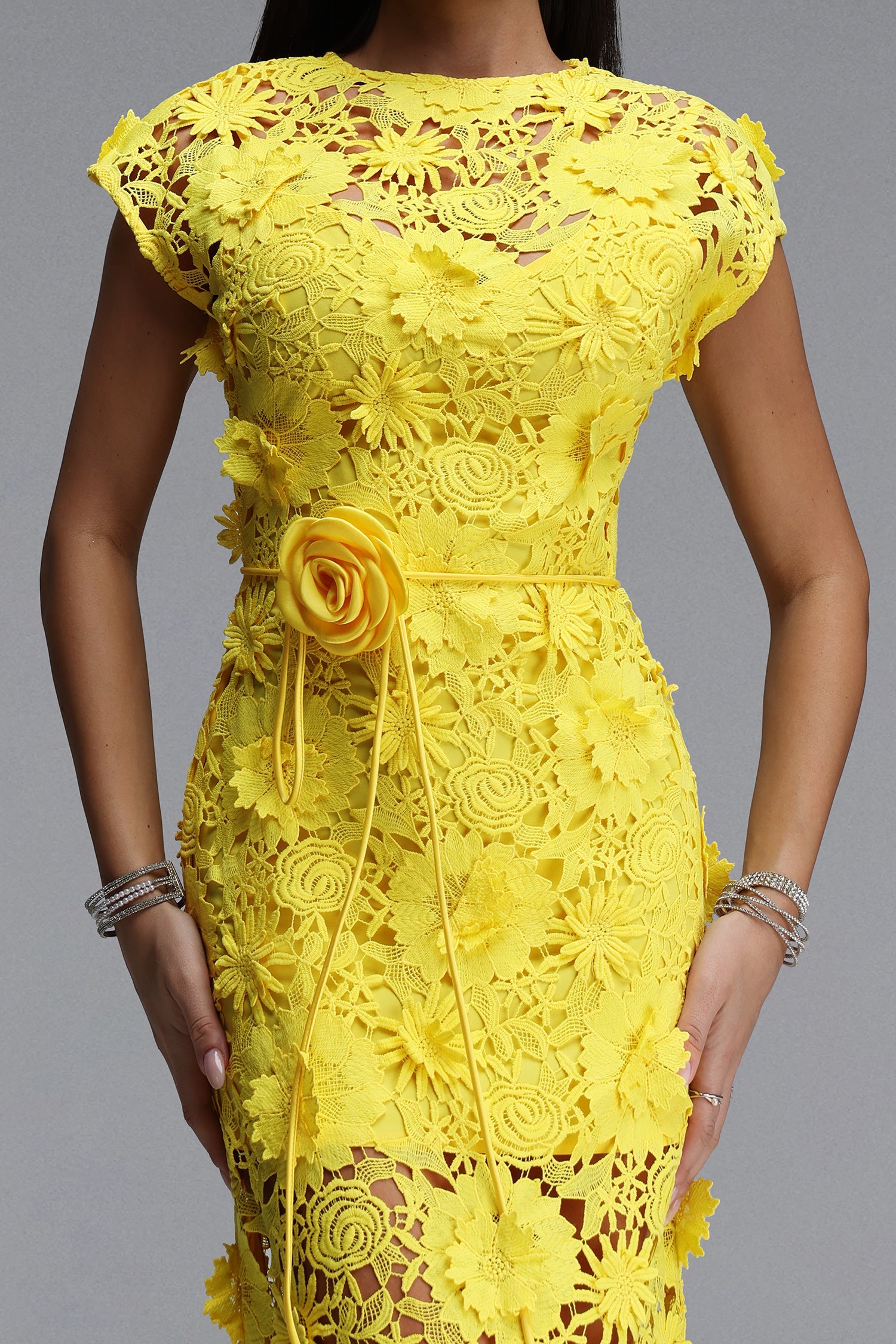 Martha Resort Flowy Short Sleeve Floral Lace Maxi Dress C260500089