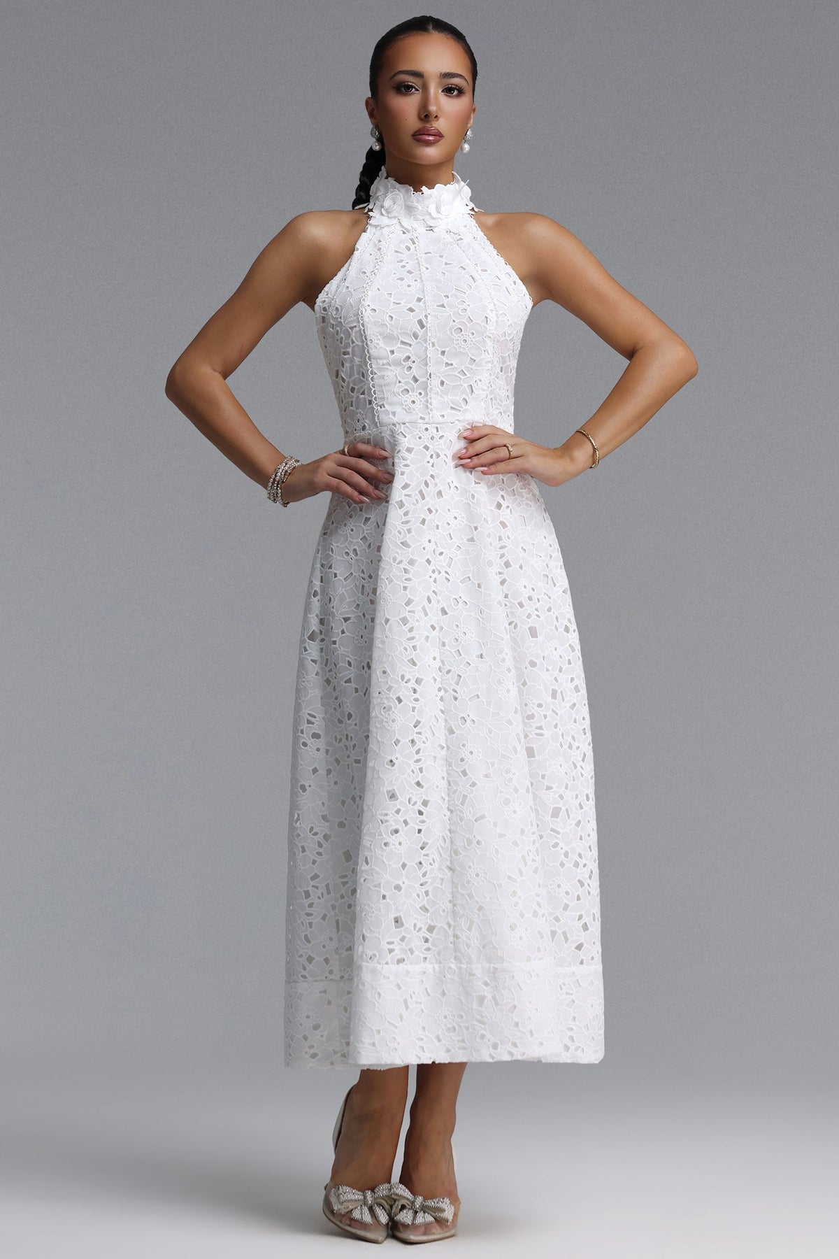Nuvola Halter Midi Dress C260420098