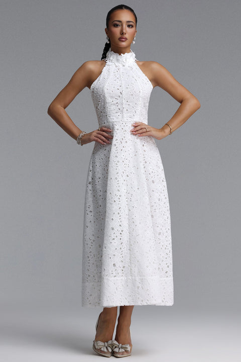 Nuvola Halter Midi Dress by Bella Barnett