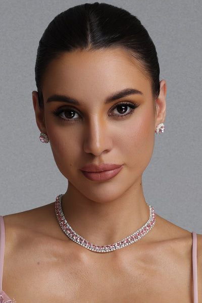 Pink - Terlyn Dainty Round Diamond Jewelry Two Piece Set by Bella Barnett
