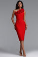 Uiala Elegant Slim Fit Floral One Shoulder Bandage Maxi Dress by Bella Barnett