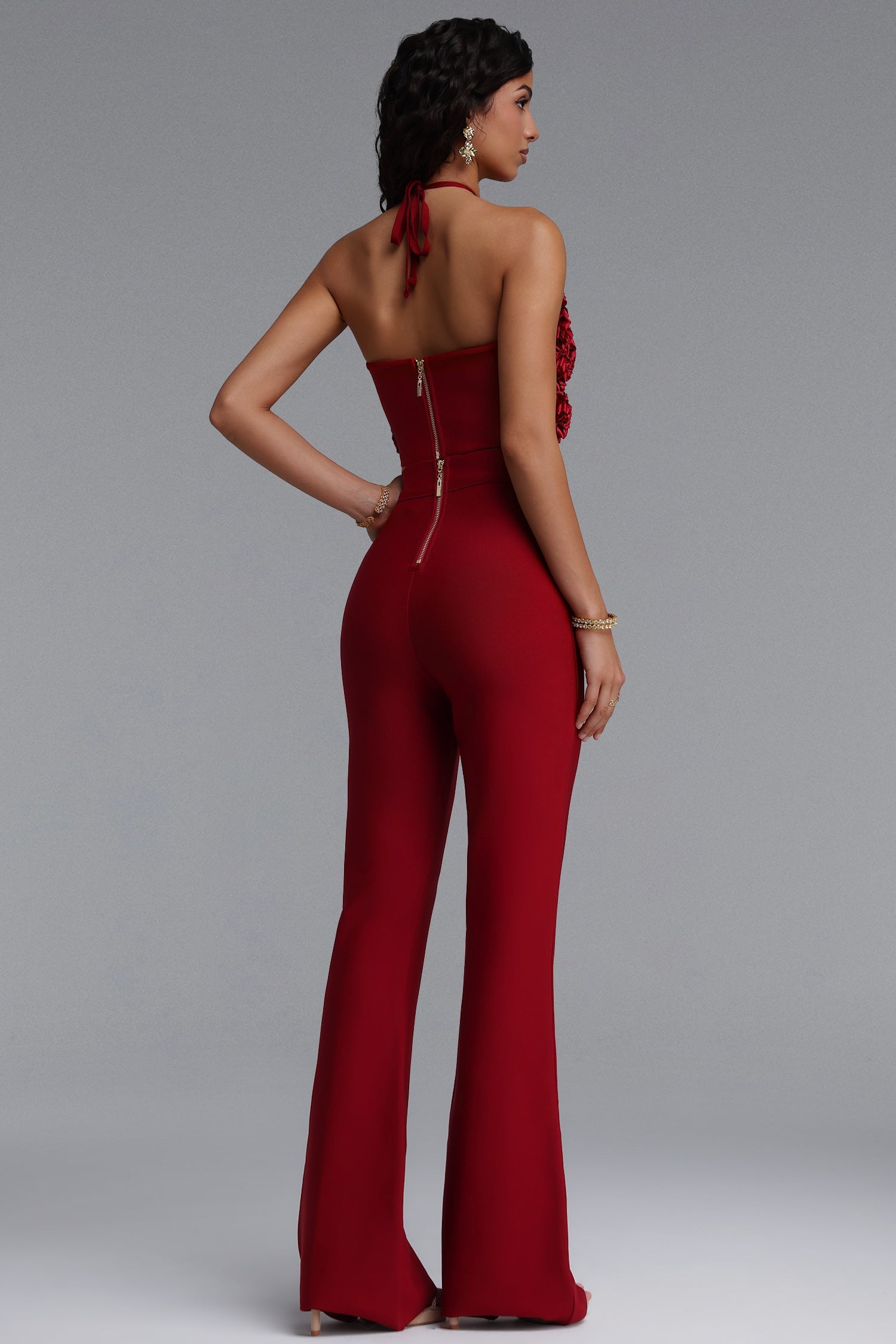 Ferean Stylish Halter Floral Mini Top And Slim Bandage Pants Two-Piece Set D260701219