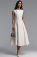 Velma Minimalist Cinched-Waist Sleeveless Pearl Rhinestone A-Line Maxi Dress by Bella Barnett