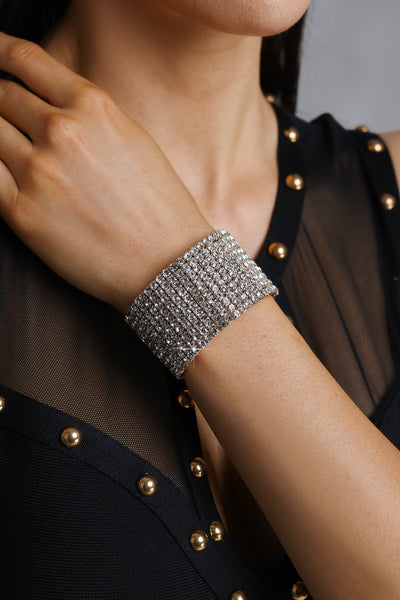 Gold - Glenora Full Diamond Wide Band Bangle by Bella Barnett
