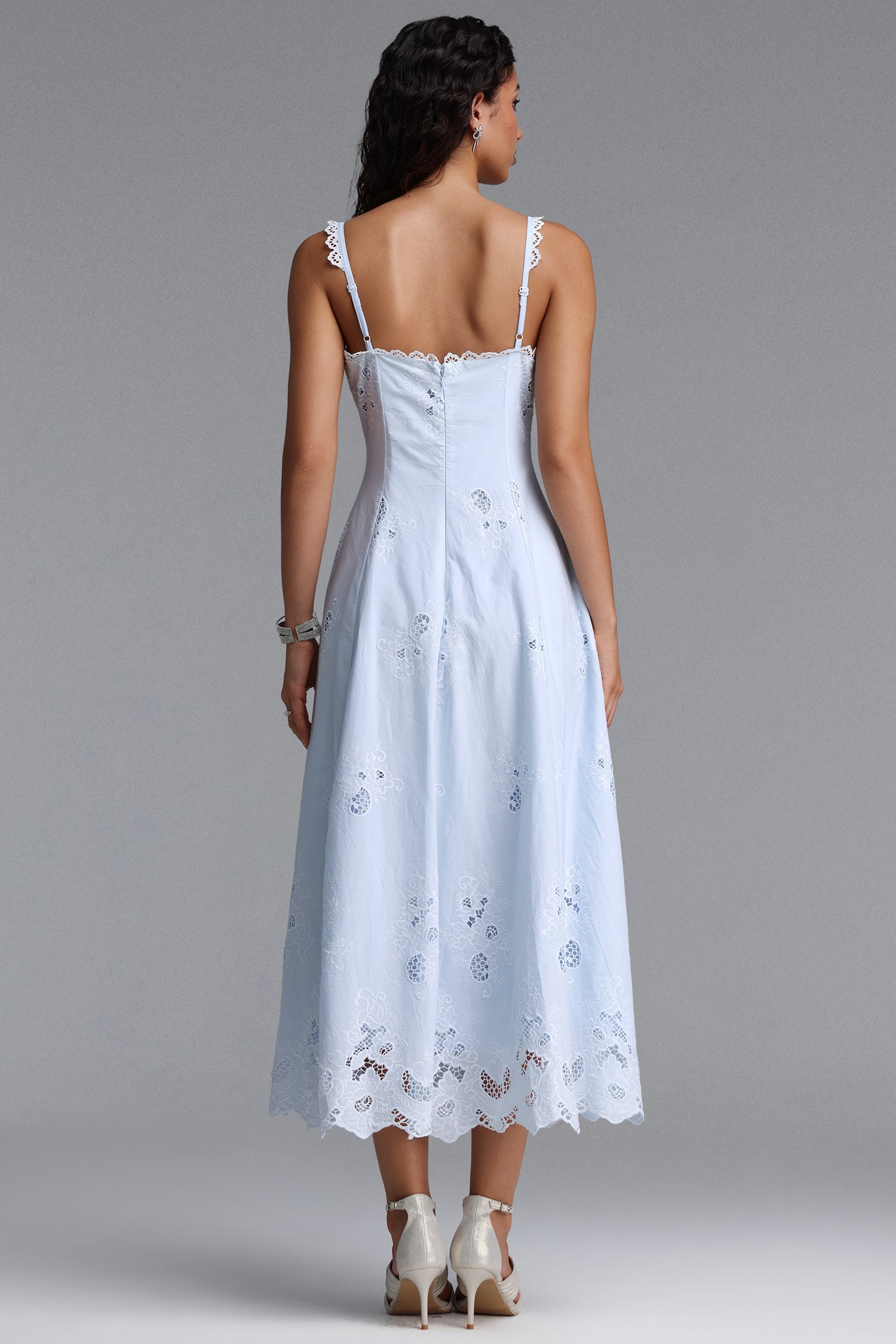 Tatiana Bluebell Cotton Broderie Anglais Midi Sundress C260320704