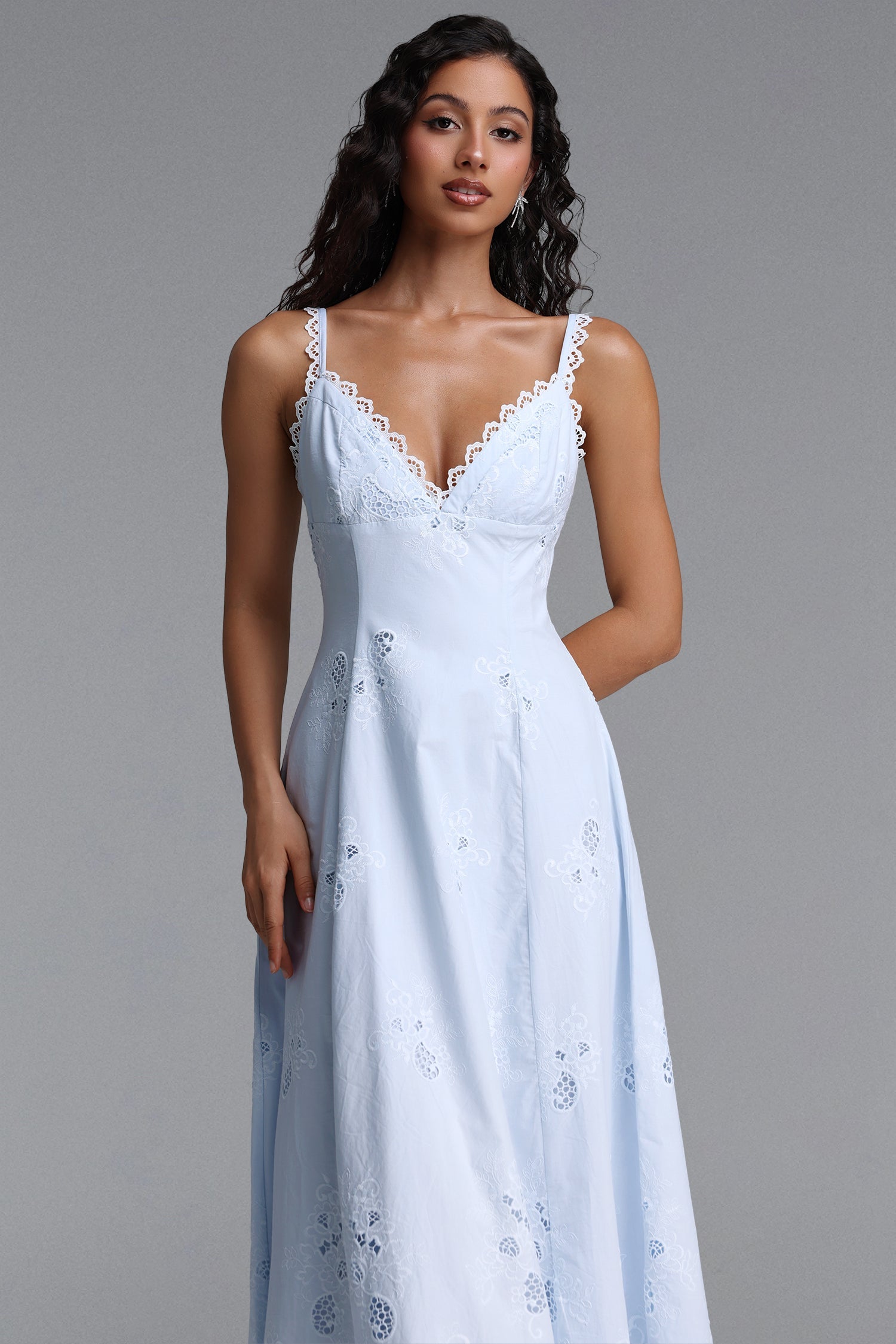 Tatiana Bluebell Cotton Broderie Anglais Midi Sundress C260320704