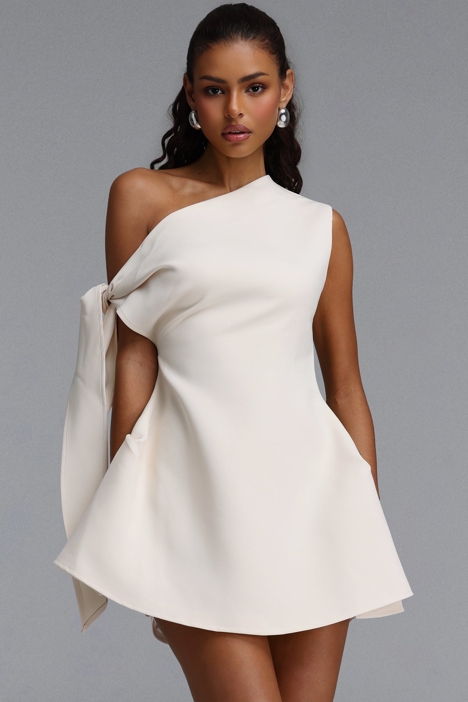 Denali Chic Tailored One Shoulder  Asymmetric Woven Mini Dress D260605301