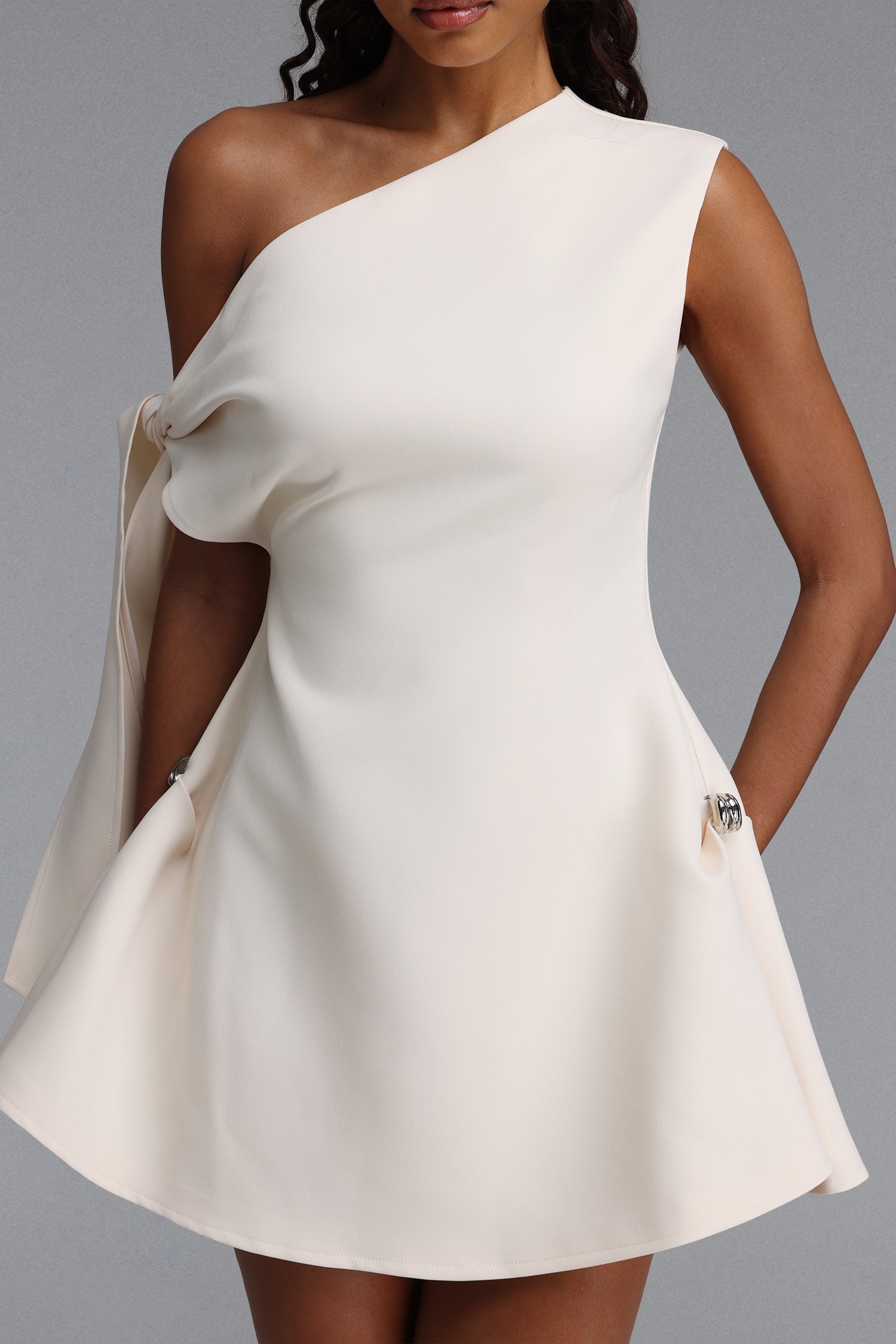 Denali Chic Tailored One Shoulder  Asymmetric Woven Mini Dress D260605301