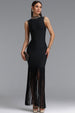 Ensley Stylish Contour High Neck Sleeveless Beaded Tassel Bandage Maxi Dress by Bella Barnett