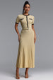 Wagani Elegant Contour Round Neck Short Sleeve Knit Maxi Dress by Bella Barnett