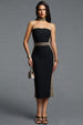 Lestie Chic Contour Strapless Gold Trim Bandage Midi Dress by Bella Barnett