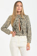 Beige Leopard Frill Front Blouse by Liquorish