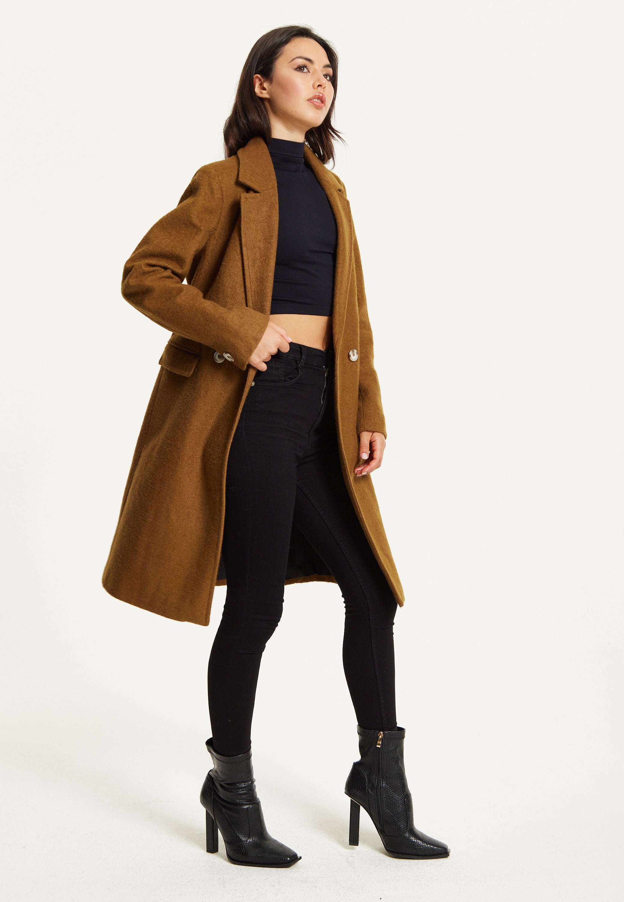 Camel Wool Blend Double Breasted Coat 25AW-21038