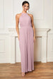 Pleated Chiffon Maxi Dress In Blush Pink by Chi Chi London