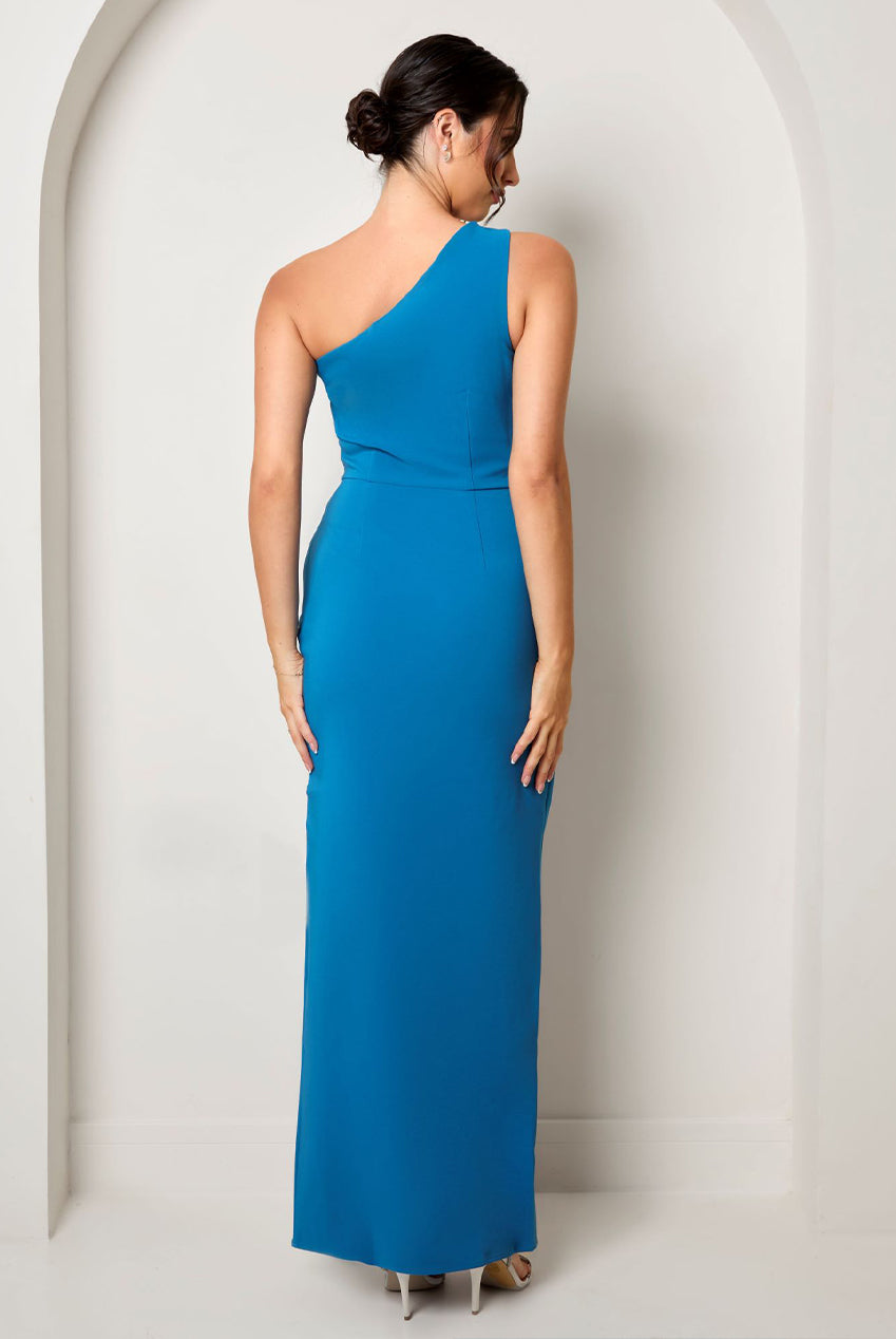 One Shoulder Bodycon Maxi Dress In Blue 71128TL