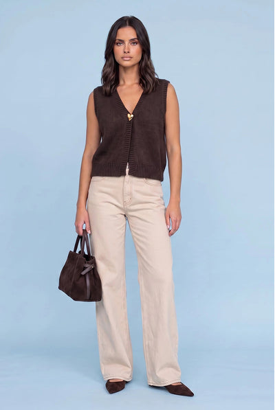 Wool Blend One Button Vest by Urban Bliss