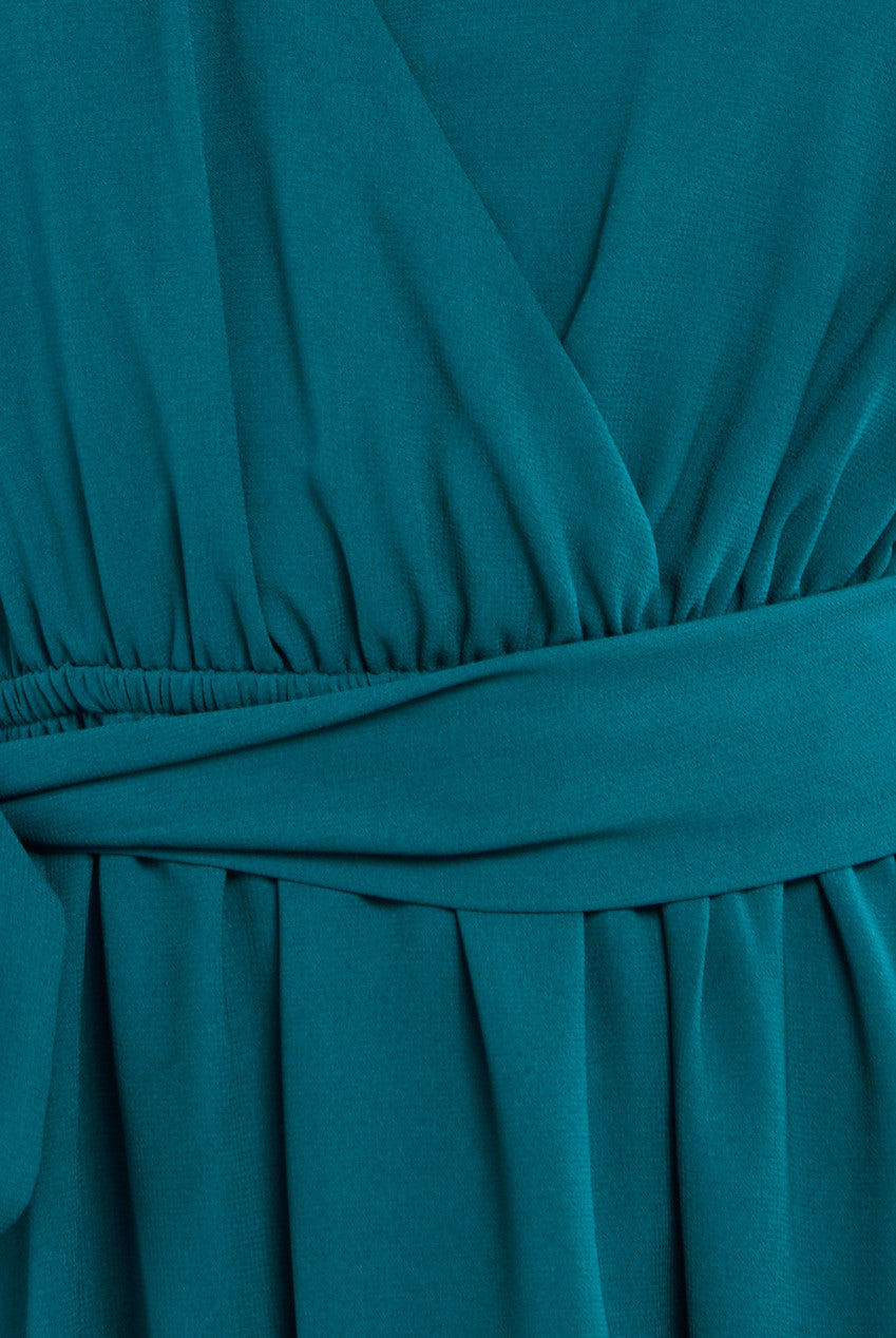 Sustainable Chiffon Flutter Sleeve Wrap Maxi Dress - Green DR2486BBS