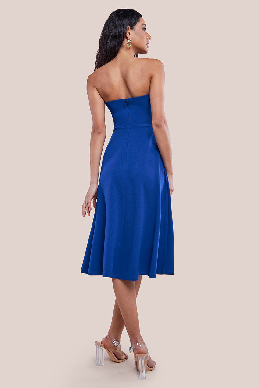 Frilled Halter Neck Strap Midi Dress - Royal Blue DR4205