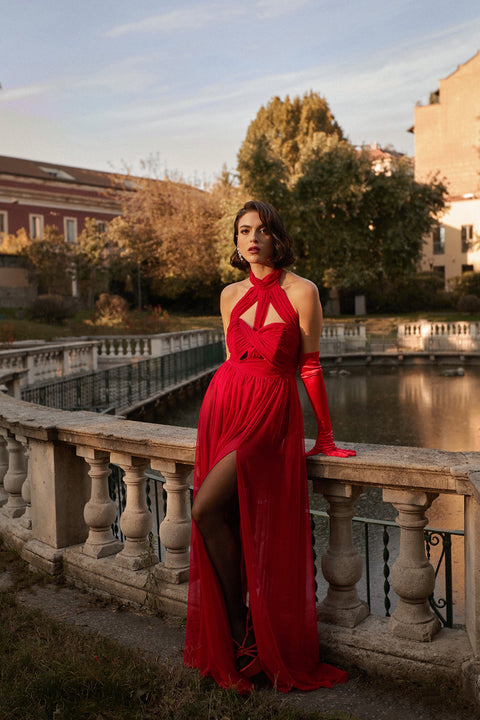 Tesare Halter Sleeveless Hollow Out Maxi Dress by Bella Barnett