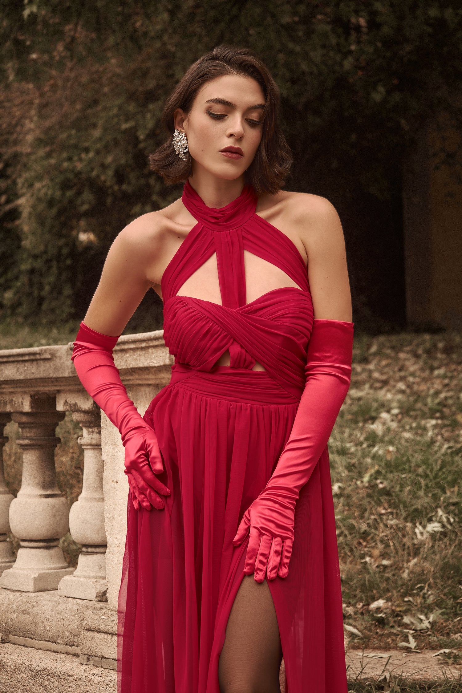 Tesare Halter Sleeveless Hollow Out Maxi Dress D240803201