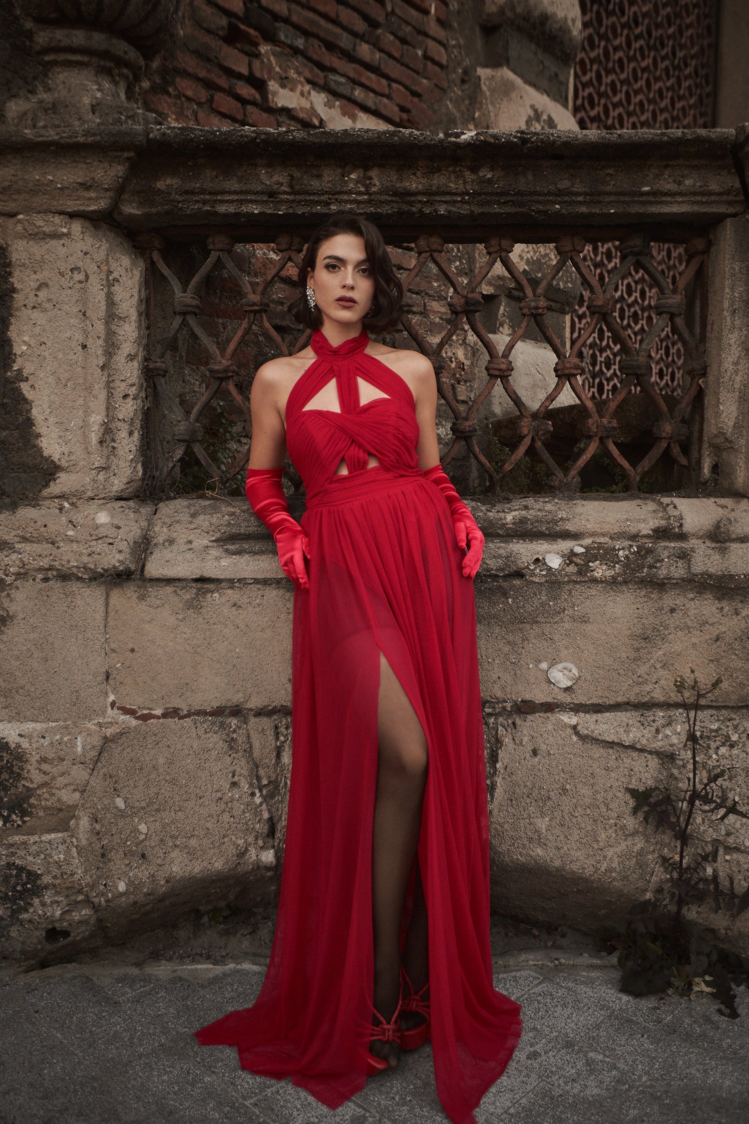 Tesare Halter Sleeveless Hollow Out Maxi Dress D240803201