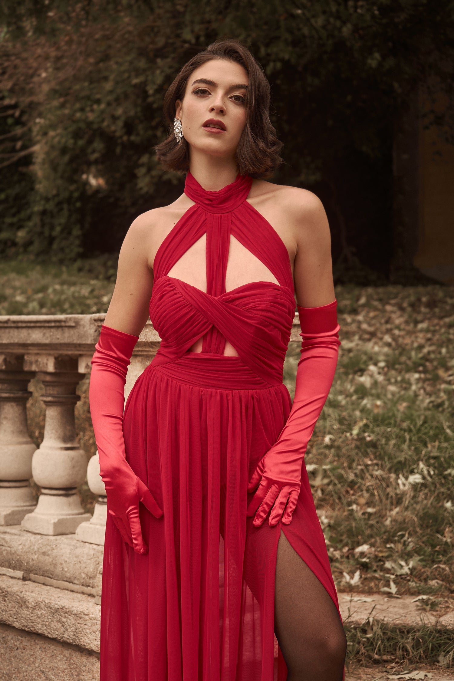 Tesare Halter Sleeveless Hollow Out Maxi Dress D240803201