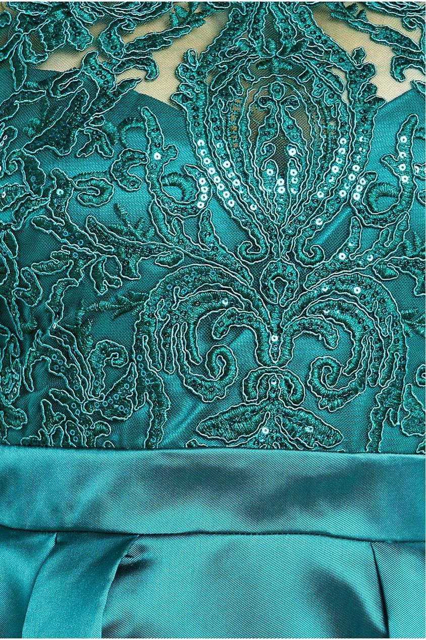 Sequin & Satin Dipped Hem Midi Dress - Emerald Green DR3621M