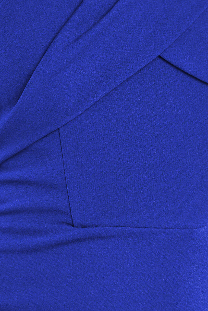 Pleated Bardot Scuba Maxi Dress - Royal Blue DR3648