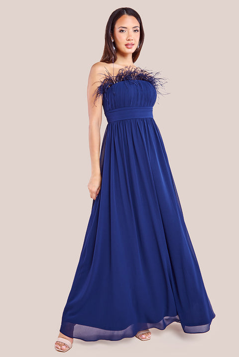 Bridesmaids Chiffon Maxi Dress - Navy by Goddiva