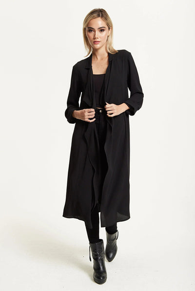 Black - Black Waterfall Duster Coat by Liquorish