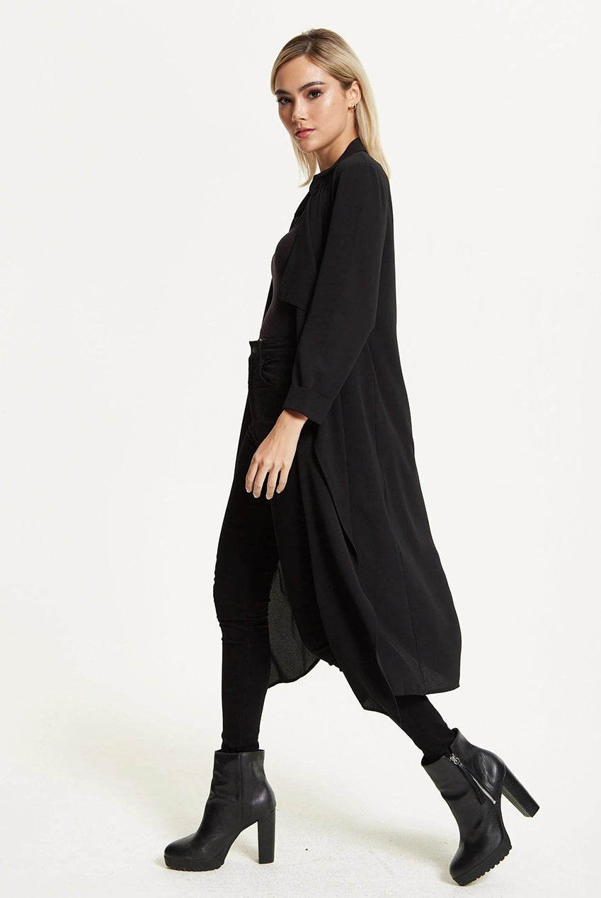 Black Waterfall Duster Coat 25AW-54001