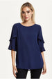 Navy Ruffle Sleeve Blouse by Liquorish