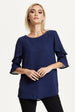 Navy Ruffle Sleeve Blouse by Liquorish