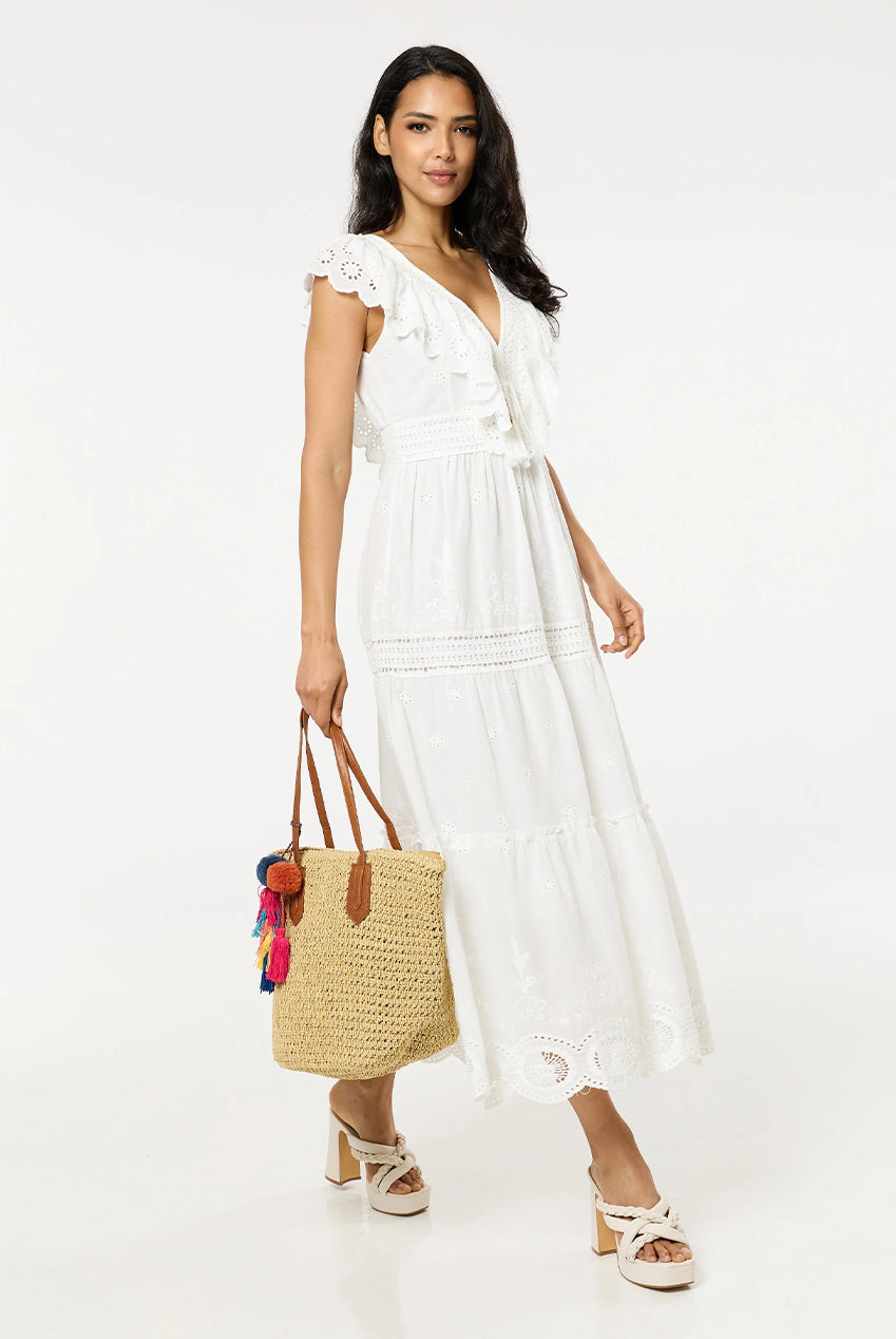 Pom Pom & Tassel Beach Tote Bag L221145B050
