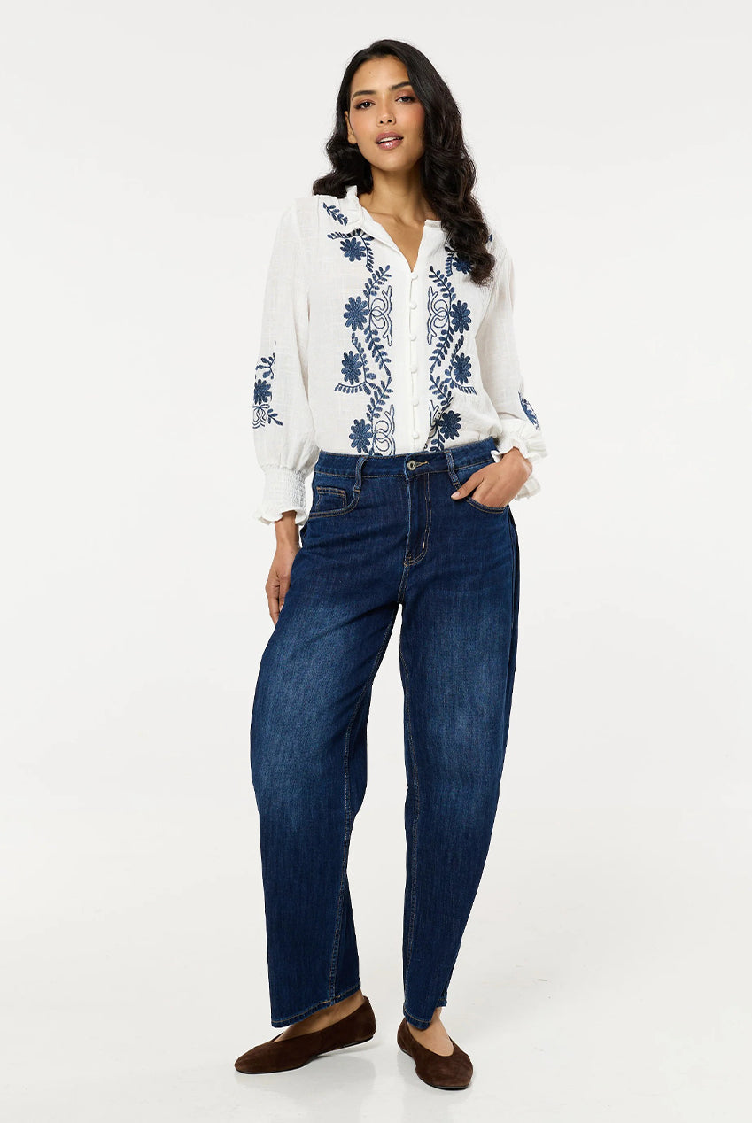 Dark Wash Wide Leg Denim Jeans LIQ1699009