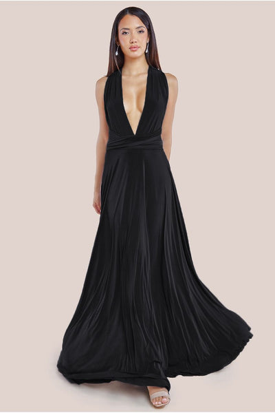 Black - Multiway Tie-Up Maxi Dress - Black by Goddiva