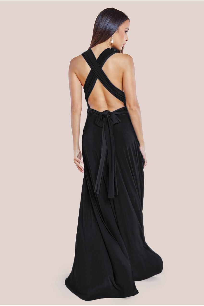 Multiway Tie-Up Maxi Dress - Black DR1186BB