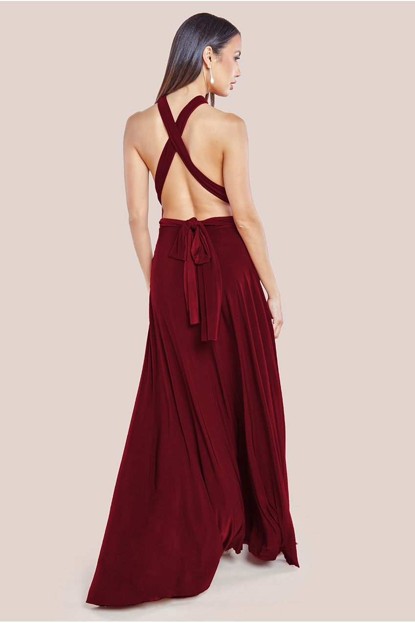 Multiway Tie-Up Maxi Dress - Berry DR1186BB