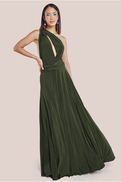 Multiway Tie-Up Maxi Dress - Olive by Goddiva