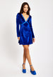 Royal Blue Velvet Mini Dress With Lace Details by Liquorish