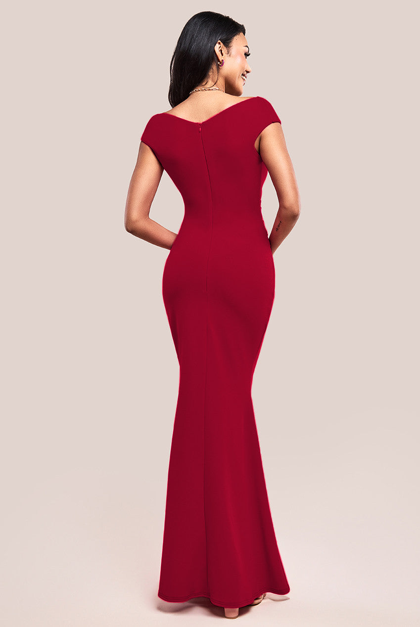 Bardot Pleated Maxi Dress - Wine DR1092