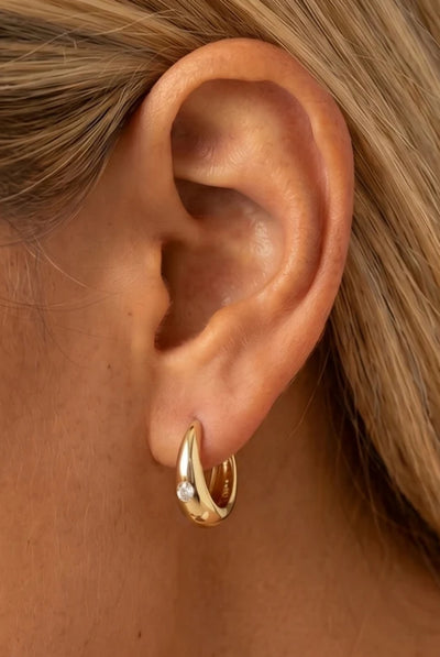 Gold - Moissanite Hoop Earrings by MUCHV