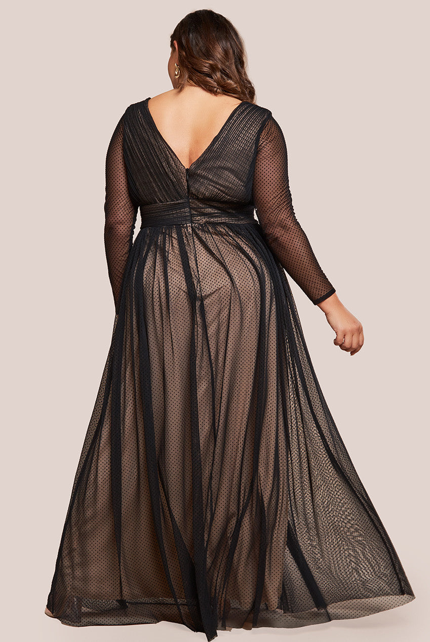 Corsage Dobby Mesh A-Line Maxi Dress - Black DR4414PLUS