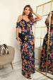 Double Second Off Shoulder Printed Chiffon Dress