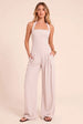 Women's Natural Linen Look Bandeau Wide Leg Summer Jumpsuit by Avinci