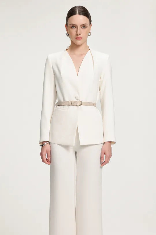 Belted Smooth Long Suit Set R2509MZ006