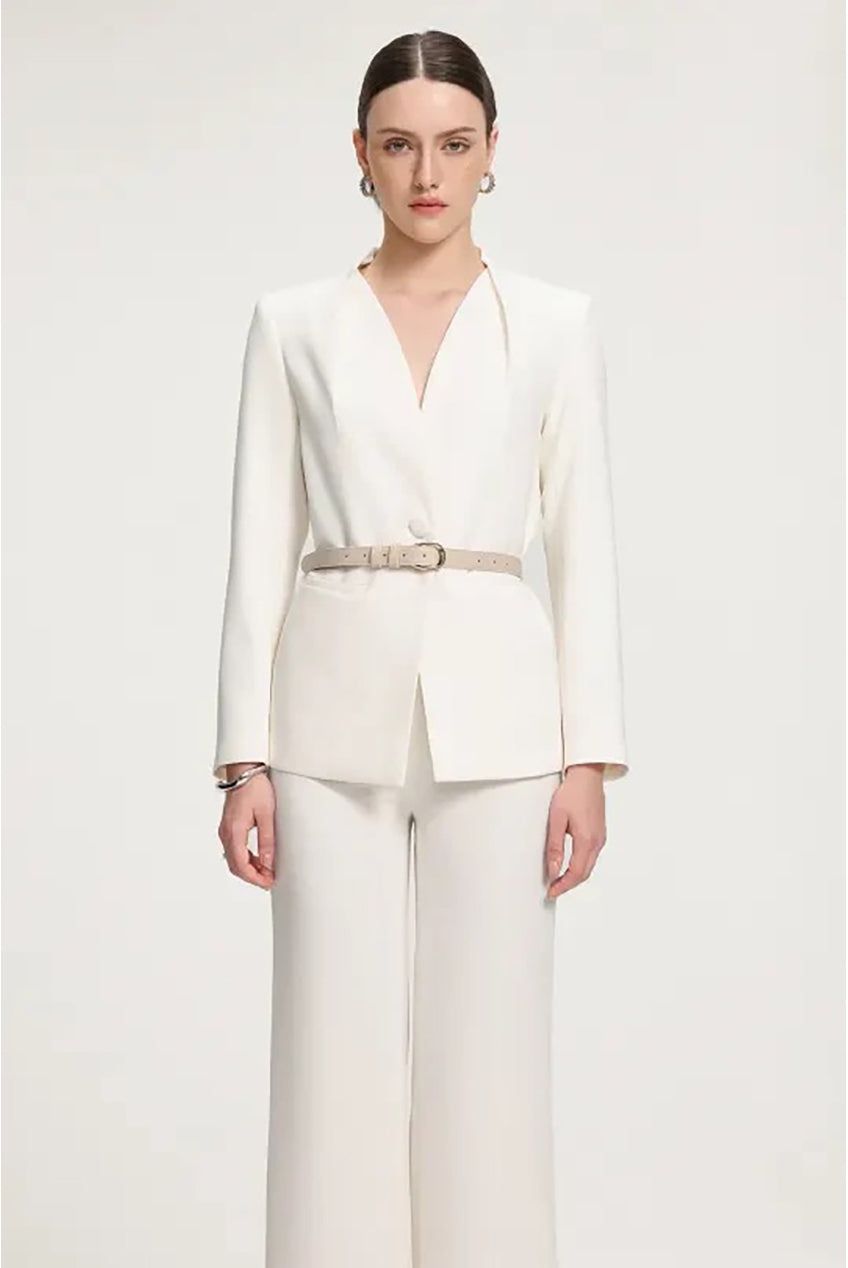 Belted Smooth Long Suit Set R2509MZ006