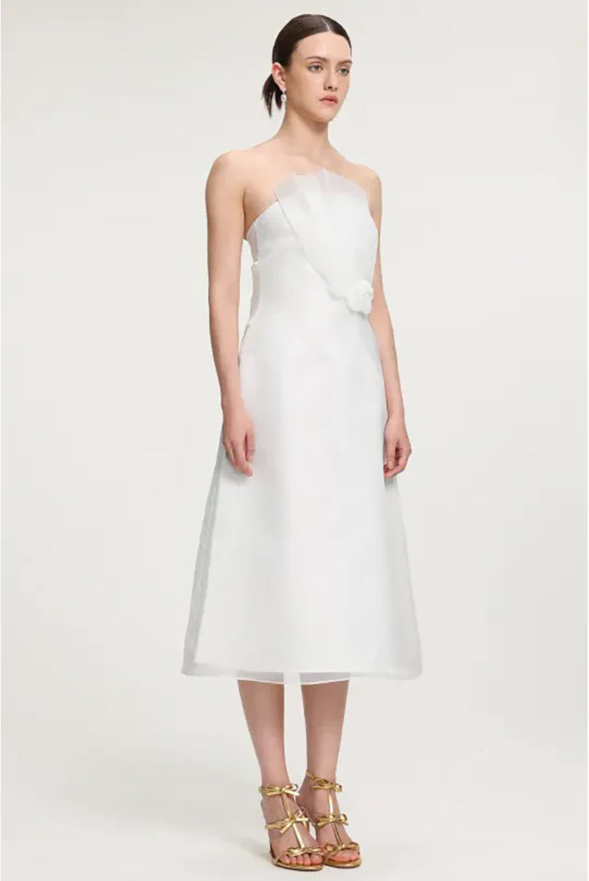 Ruffled Organza Midi Dress R2509MZ002