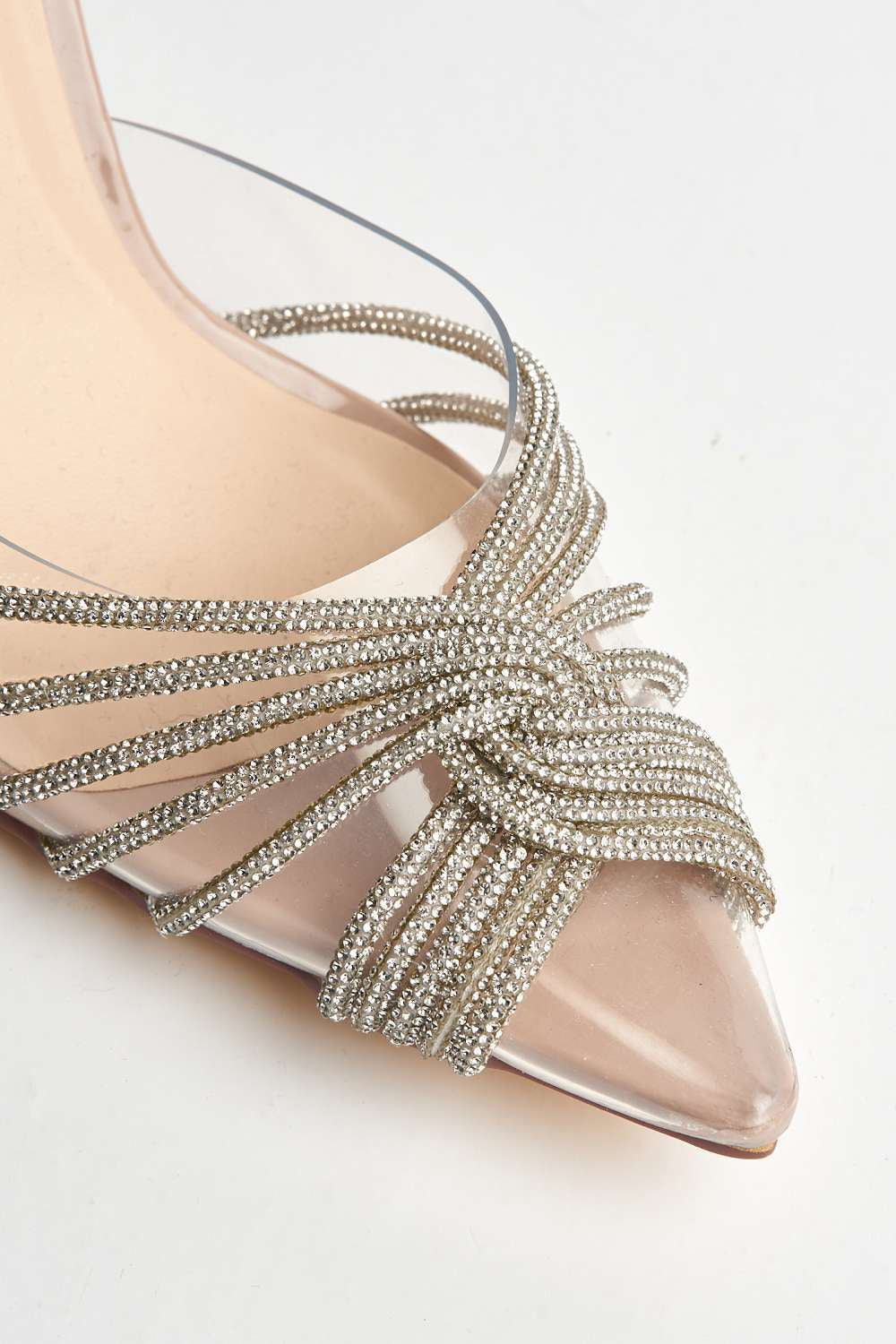 Liz Diamante Embellished Sling Back Perspex Court Shoes In Nude DOVER2-NUD