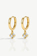 Dainty Huggie Hoop Earrings With Round Stone by MUCHV